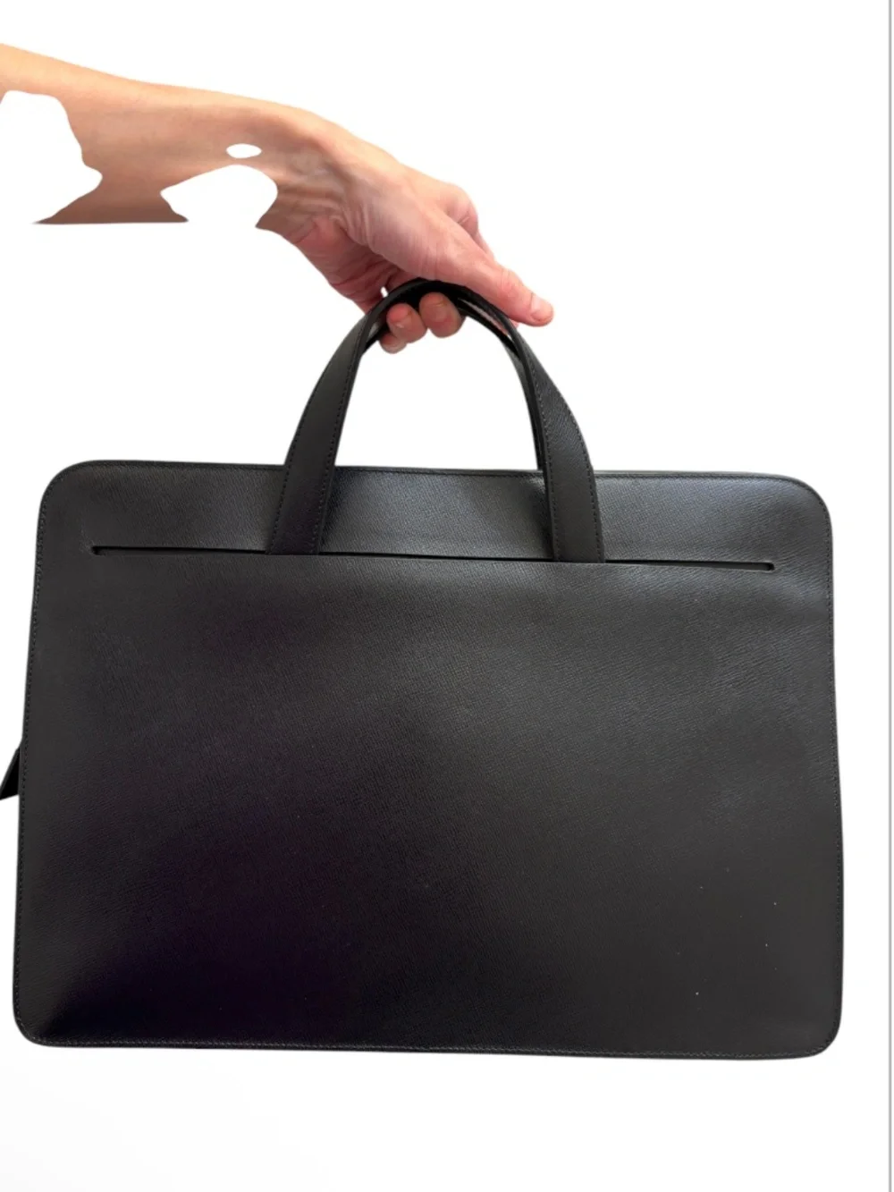 Calvin Klein collection luxury black saffiano briefcase laptop bag